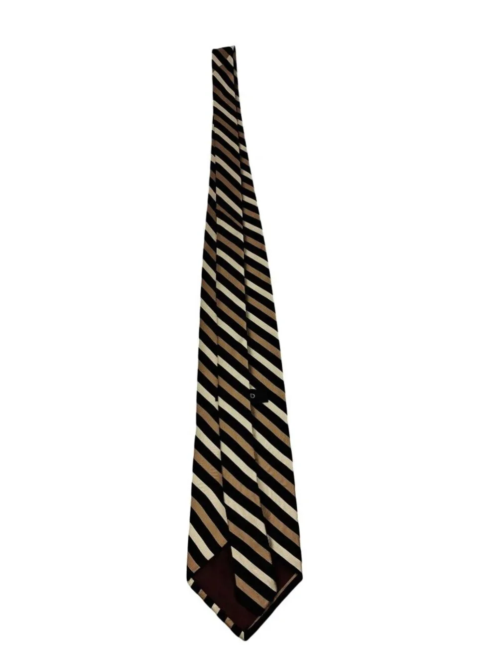 Izod Mens Striped 100% Silk Tie Black Beige White Diagonal Pattern 57